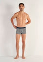 Full-body view of a men model wearing HO navy modal/viscose/tencel Boxer Briefs HO1