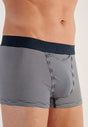 Close-up view of a men model wearing HO navy modal/viscose/tencel Boxer Briefs HO1