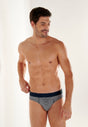 Front view of a men model wearing HO navy modal/viscose/tencel Briefs HO1