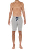 Full-body view of a men model wearing HO grey mélange cotton Sweat Shorts