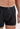 Close-up view of a men model wearing HO black  Boxer Briefs
