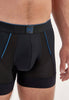 Close-up view of a men model wearing HO black  Boxer Briefs