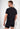 Back view of a men model wearing HO black  Tee-Shirt Crew Neck