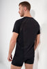 Back view of a men model wearing HO black  Tee-Shirt Crew Neck