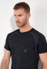 Close-up view of a men model wearing HO black  Tee-Shirt Crew Neck