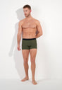 Full-body view of a men model wearing HO khaki green  Boxer Briefs