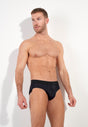 Front view of a men model wearing HO black  Mini Briefs