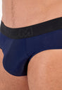 Close-up view of a men model wearing HO navy  Mini Briefs