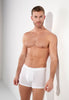 Front view of a men model wearing HO white cotton Comfort Boxer Briefs