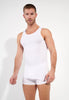 Front view of a men model wearing HO white cotton Tanktop