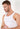 Close-up view of a men model wearing HO white cotton Tanktop