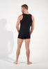 General view of a men model wearing HO black cotton Tanktop