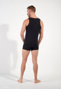 General view of a men model wearing HO black cotton Tanktop