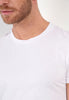 Close-up view of a men model wearing HO white cotton Tee-Shirt Crew Neck