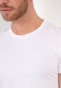 Close-up view of a men model wearing HO white cotton Tee-Shirt Crew Neck