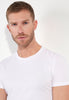 General view of a men model wearing HO white cotton Tee-Shirt Crew Neck