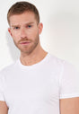 General view of a men model wearing HO white cotton Tee-Shirt Crew Neck