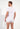 Back view of a men model wearing HO white cotton Tee-Shirt V Neck