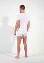 General view of a men model wearing HO white cotton Tee-Shirt V Neck