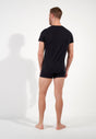 General view of a men model wearing HO black cotton Tee-Shirt V Neck