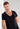 General view of a men model wearing HO black cotton Tee-Shirt V Neck