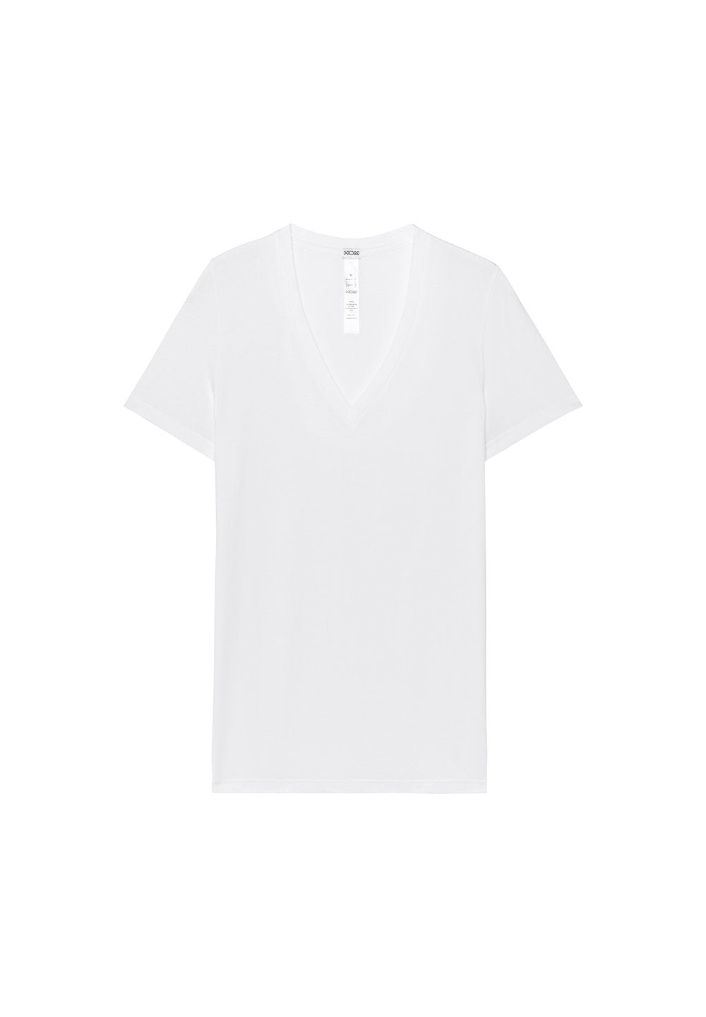 Front cutout view of HO white cotton Tee-Shirt V Neck