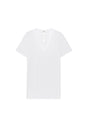 Front cutout view of HO white cotton Tee-Shirt V Neck