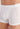 Close-up view of a men model wearing HO white modal/viscose/tencel Comfort Boxer Briefs HO1