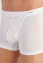 Close-up view of a men model wearing HO white modal/viscose/tencel Comfort Boxer Briefs HO1
