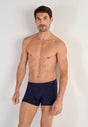 Front view of a men model wearing HO navy modal/viscose/tencel Comfort Boxer Briefs HO1