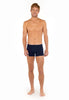 Full-body view of a men model wearing HO navy modal/viscose/tencel Comfort Boxer Briefs