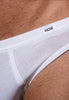 Close-up view of a men model wearing HO white modal/viscose/tencel Comfort Micro Briefs