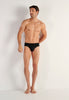 Full-body view of a men model wearing HO black modal/viscose/tencel Comfort Briefs HO1