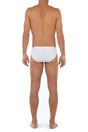 Back view of a men model wearing HO white modal/viscose/tencel Comfort Briefs
