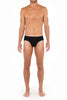 Front view of a men model wearing HO black modal/viscose/tencel Comfort Briefs