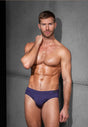 Full-body view of a men model wearing HO navy modal/viscose/tencel Comfort Briefs