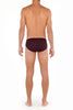 Back view of a men model wearing HO bordeaux modal/viscose/tencel Comfort Briefs