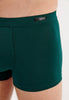 Close-up view of a men model wearing HO dark green modal/viscose/tencel Comfort Boxer Briefs