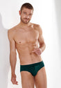 General view of a men model wearing HO dark green modal/viscose/tencel Comfort Briefs HO1