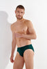 Front view of a men model wearing HO dark green modal/viscose/tencel Comfort Briefs