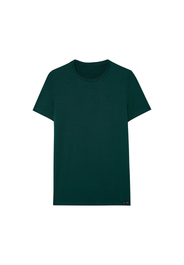 Front cutout view of HO dark green modal/viscose/tencel Tee-Shirt Crew Neck