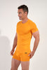 Front view of a men model wearing HO ginger modal/viscose/tencel Tee-Shirt Crew Neck
