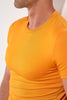 Close-up view of a men model wearing HO ginger modal/viscose/tencel Tee-Shirt Crew Neck