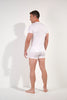 General view of a men model wearing HO white modal/viscose/tencel Tee-Shirt V Neck