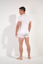 General view of a men model wearing HO white modal/viscose/tencel Tee-Shirt V Neck