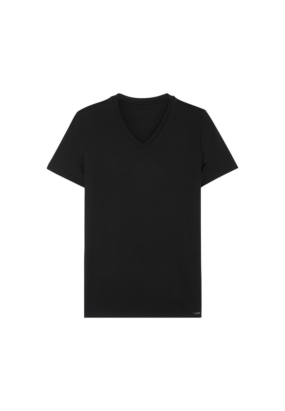 Front cutout view of HO black modal/viscose/tencel Tee-Shirt V Neck