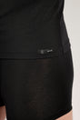 Close-up view of a men model wearing HO black modal/viscose/tencel Tee-Shirt V Neck