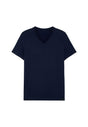 Front cutout view of HO navy modal/viscose/tencel Tee-Shirt V Neck