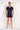 Full-body view of a men model wearing HO navy modal/viscose/tencel Tee-Shirt V Neck