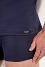 General view of a men model wearing HO navy modal/viscose/tencel Tee-Shirt V Neck